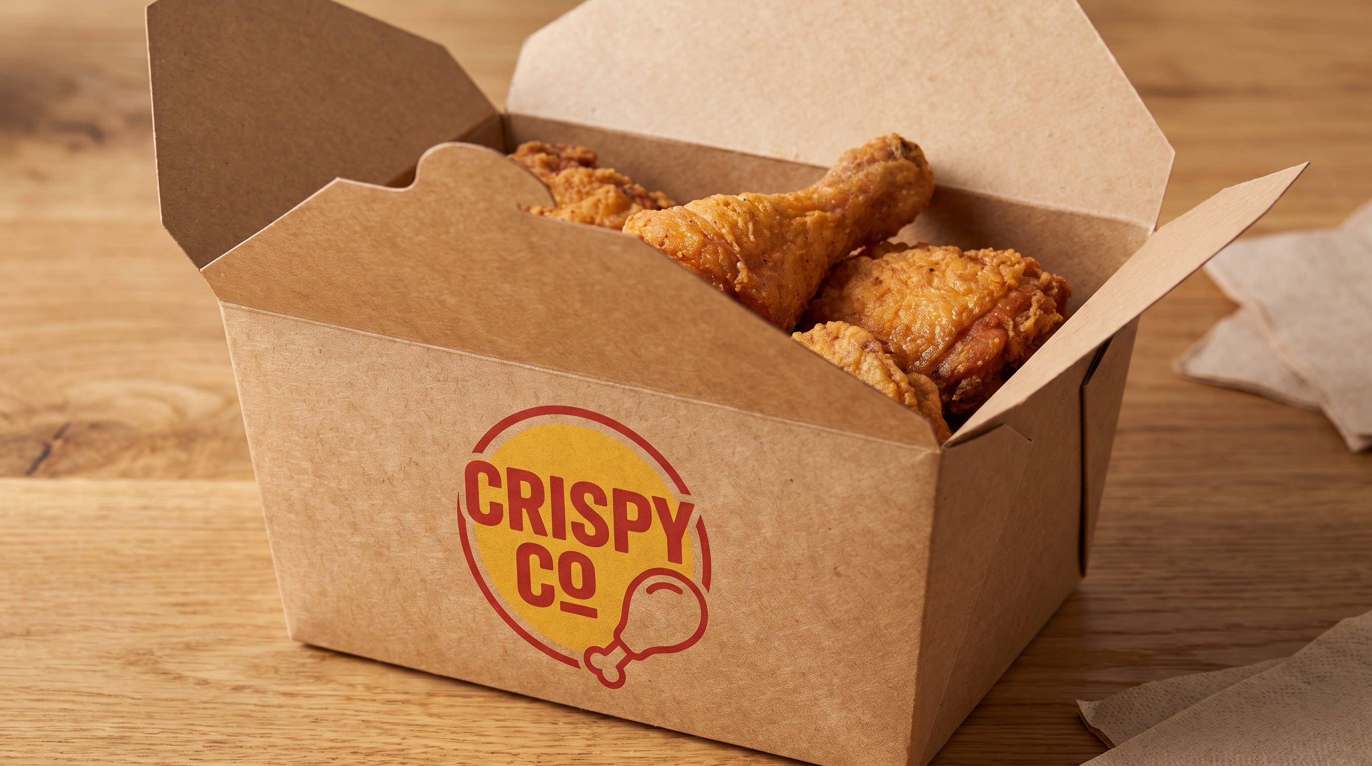 Kraft fried chicken box printed with a branded logo