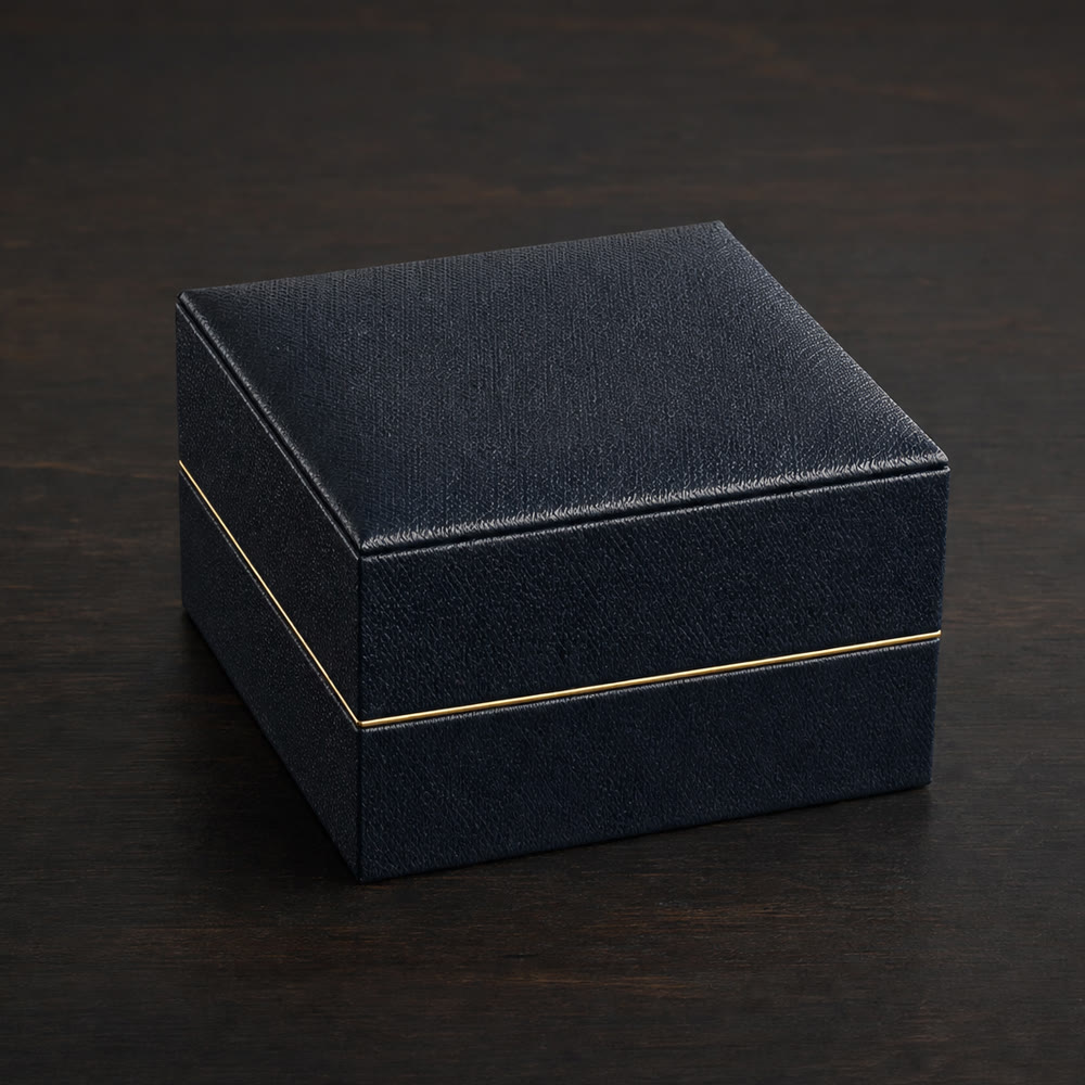 Rigid lid-and-base box for jewelry, dark textured wrap